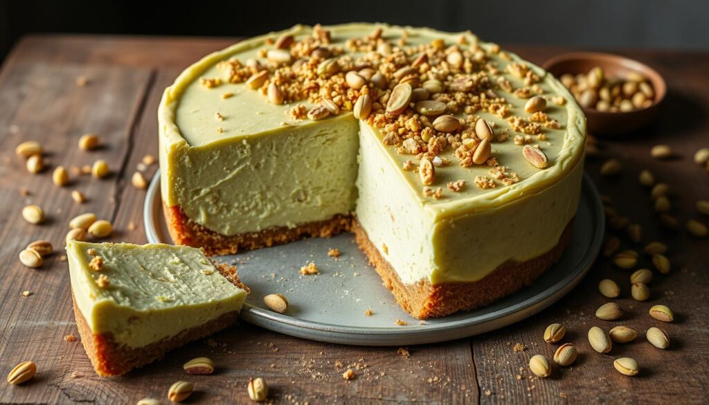 homemade pistachio cheesecake