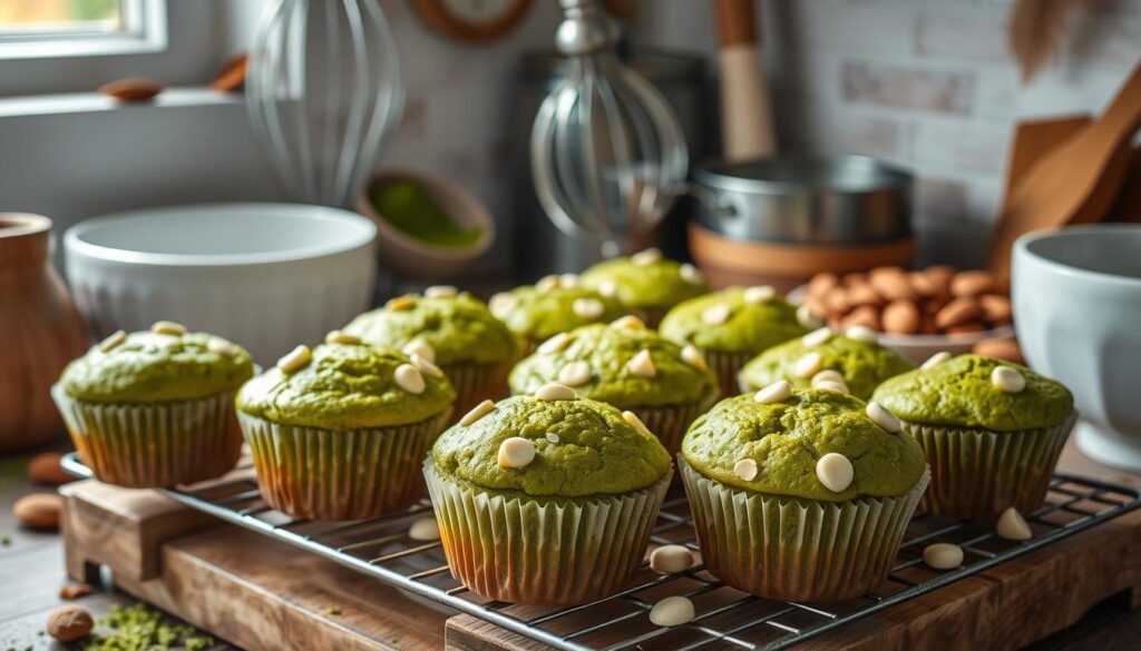 matcha muffin baking